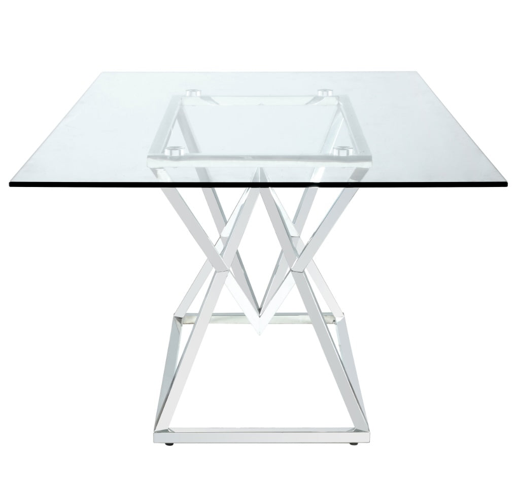 Beaufort Rectangle Glass Top Dining Table Chrome